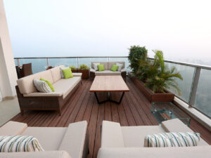 Premium outdoor wooden decking for terrace and garden spaces
